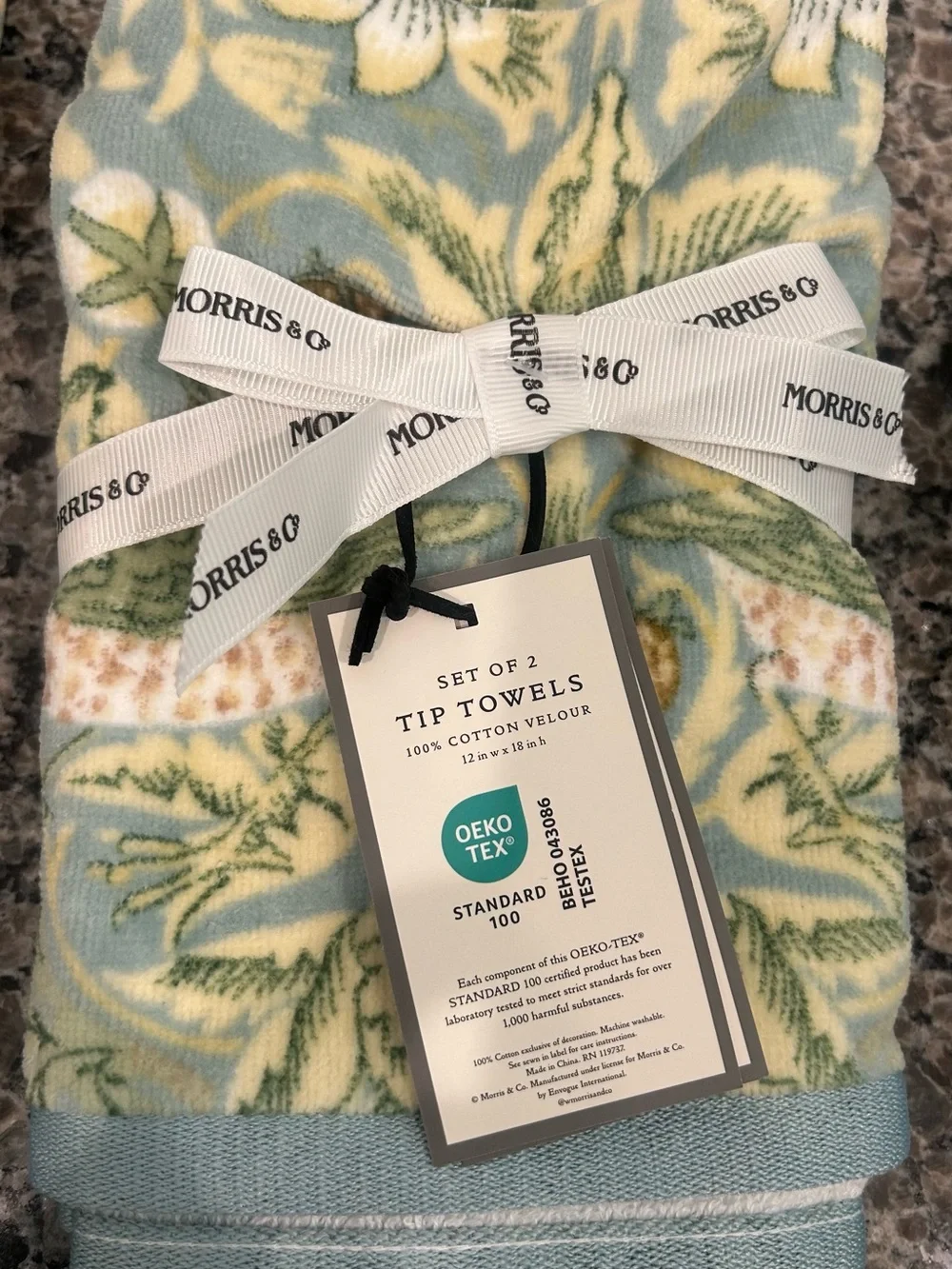 William Morris & Co Strawberry Thief 6 Piece Towel Set Blue~ Bath Hand Tip